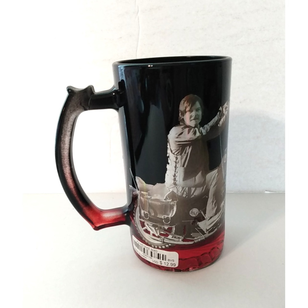 The Walking Dead Daryl Dixon AMC 2014 Black Red Fade Foil Beer Mug Stein 6"